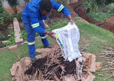 Bag of organic soil for sustainable landscaping.